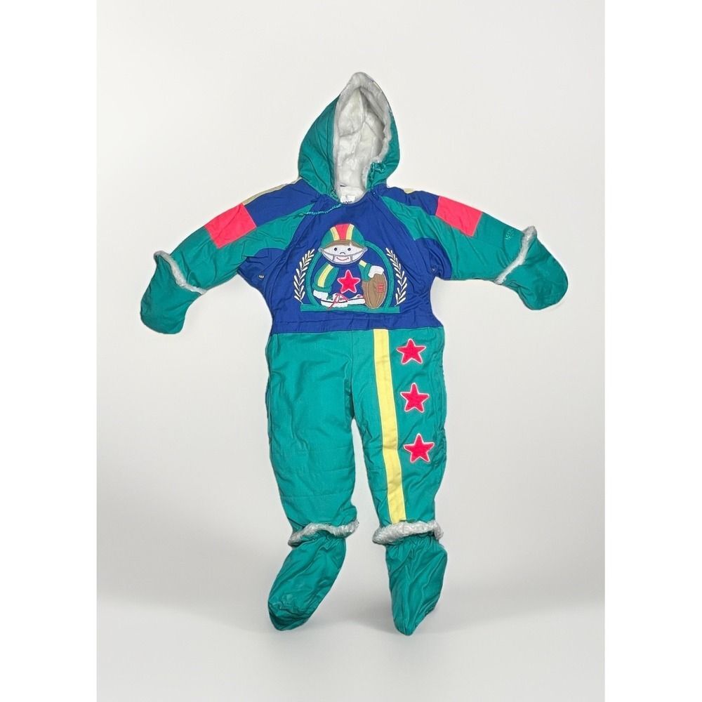 RARE! Vintage Toddler Kids London Fog Football Star Snowsuit Size 24 months 2T